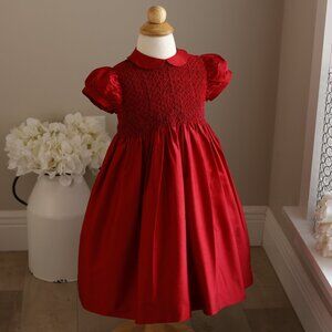 Red Dupioni Silk Dress Designer Mariella Ferrari STUNNING 24 Months New